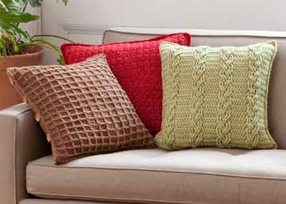 Textured Pillow Trio in Red Heart Soft Solids - LW3068