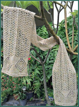 Gold, Silver, Diamonds, and Beads Lace Scarf