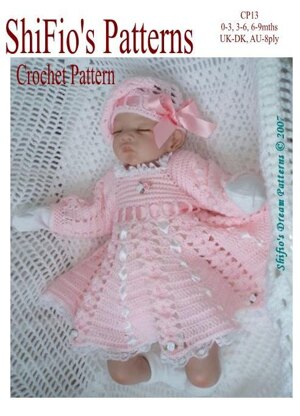 Crochet Pattern baby dress & hat UK & USA Terms #13