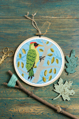 Hawthorn Handmade Green Woodpecker Cross Stitch Kit