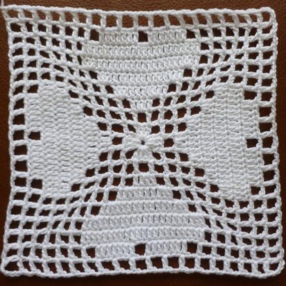 Crochet Granny Square Filet Lacy Heart Afghan Block Motif Square LD-106