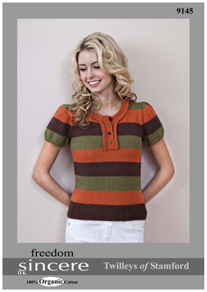 Striped Button Neck Top in Twilleys Freedom Sincere - 9145