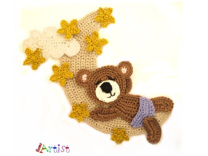 Moon bear crochet applique pattern