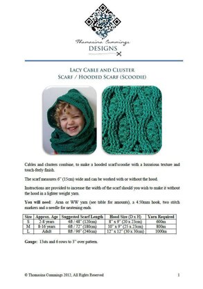 Scoodie Hooded Scarf Cable and Cluster