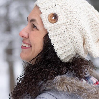 Double Seed Stitch Crochet Slouch Hat