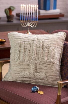 Menorah Pillow in Red Heart Holiday - LW4823 - Downloadable PDF