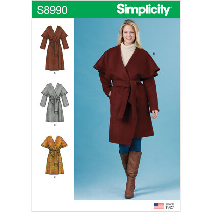 Simplicity S8990 Misses Wrap Coats - Sewing Pattern