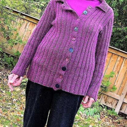 Plum Ribbed Cardigan