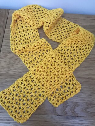 Yellow cotton rope work scarf.  Raising awareness of Cystic Fibrosis