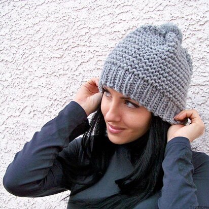 Pom Pom Hat, Pom Pom Beanie - knitting pattern