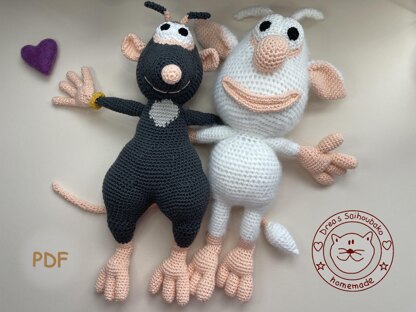 White troll & mouse amigurumi