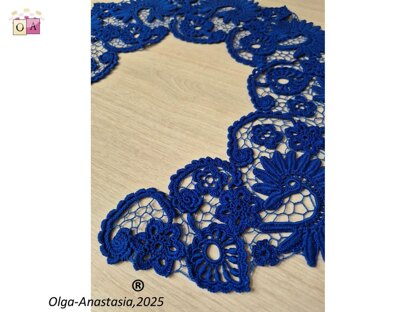 Antique Blue Irish Lace Collar