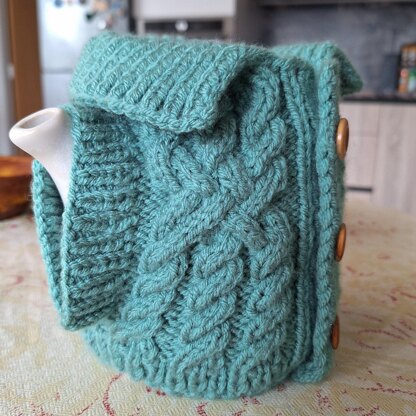 Aran jacket tea cosy