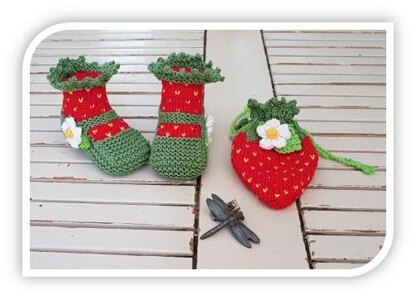 Strawberry Bootie and Pouch Bag