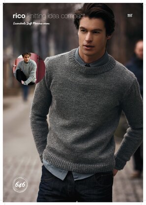 Classic Roundneck Sweaters in Rico Essentials Soft Merino Aran - 646 - Downloadable PDF