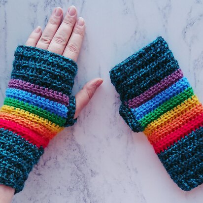 Springtime Rainbow Fingerless Gloves