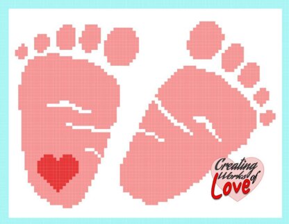 Baby Feet with Heart C2C Graphgan