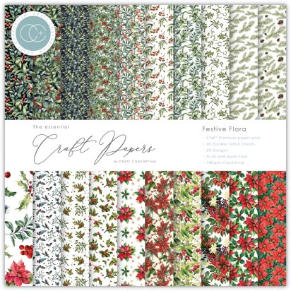 Craft Consortium Festive Flora Paper Pad 6in x 6in
