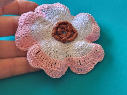 Pink and white crochet flower