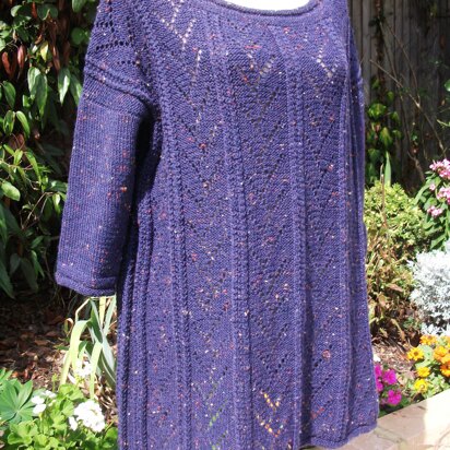 Wide Fit Tunic with Diagonal Eyelet & Twist Stitch Panels