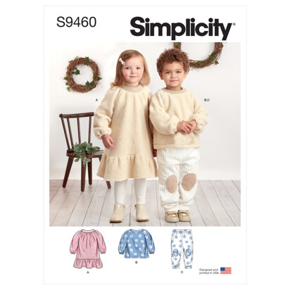 Simplicity Toddlers' and Children's Dress, Top and Pants S9460 - Paper Pattern, Size 1/2-1-2-3-4-5-6-7-8