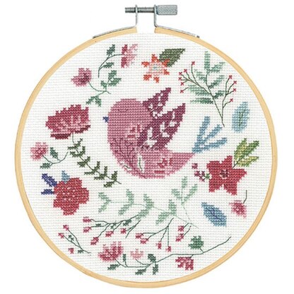 DMC Folk Bird Cross Stitch Kit with Hoop