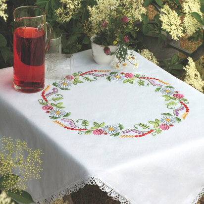 Anchor Summer Flowers Embroidery Tablecloth Kit