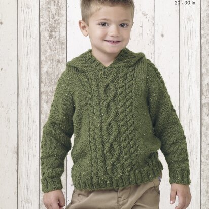 Sweater and Slipover in King Cole Big Value Aran - 4435 - Downloadable PDF