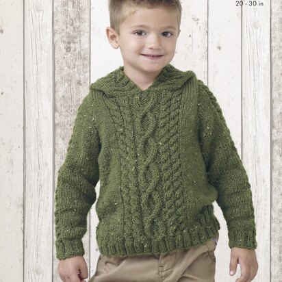 Sweater and Slipover in King Cole Big Value Aran - 4435 - Downloadable PDF - knitting pattern