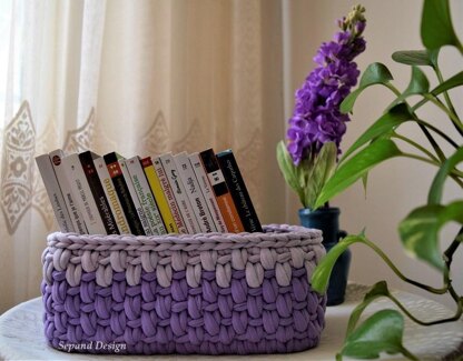 Zpagetti (t-shirt) yarn basket-  One Back Loop- Purple