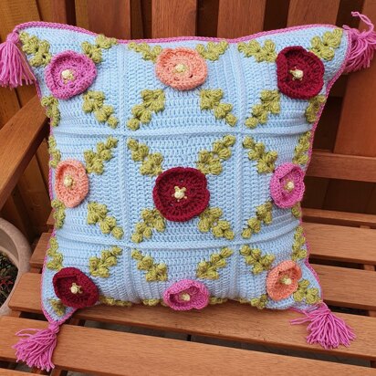 Jolly Hollyhocks cushion