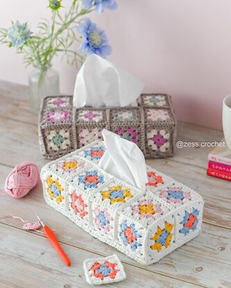Rectangular Granny Square Tissue Box Cover Crochet Pattern – PDF Download