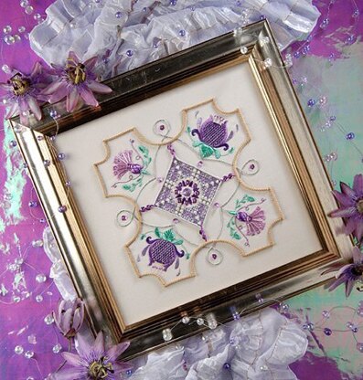 Rajmahal Lilac Time Printed Embroidery Kit - 18 x 18cm