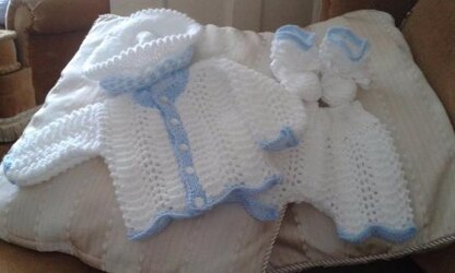 Little Bill Cardi, Trousers/Shorts and Hat with matching Booties from birth to 6mths
