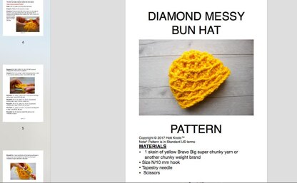 Diamond stitch Messy Bun Hat