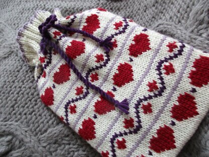 Hearts Hot Water Bottle Cover