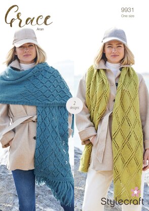 Shawls in Stylecraft Grace Aran - 9931 - Downloadable PDF