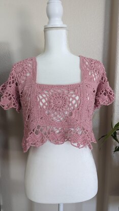 Pink Berries Crochet Lace Top