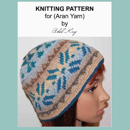 Agathe Scandi Scandinavian Snowflake Fairisle Fair Isle Aran Yarn Beanie Hat by Adel Kay