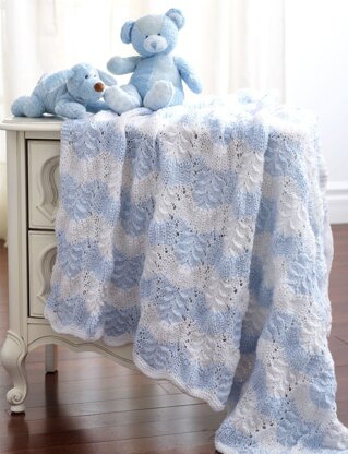 Feather And Fan Blanket To Knit in Bernat Baby Sport