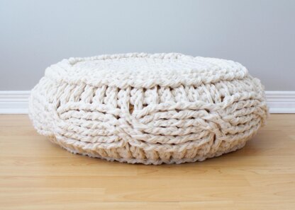 Crochet Cable Footstool Cover for Ikea's Alseda Footstool