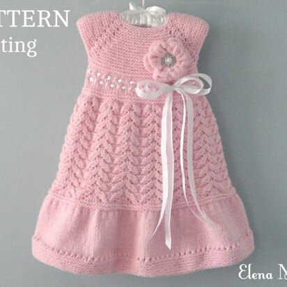 Knitting PATTERN Baby Dress Flower