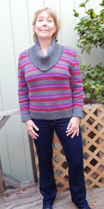 Striped Eddy Cowl-Neck Sweater