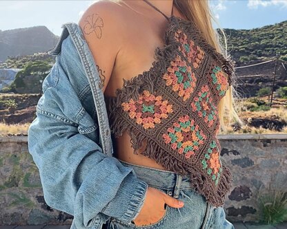 Granny square fringe top
