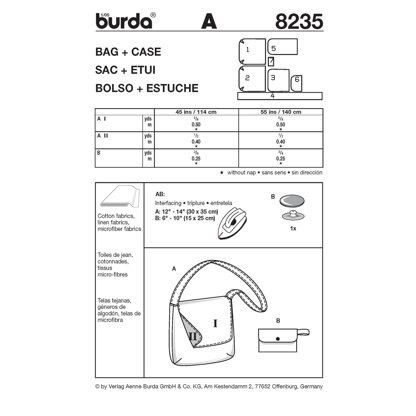 Burda Bag & Case Sewing Pattern B8235 - Paper Pattern, Size one size