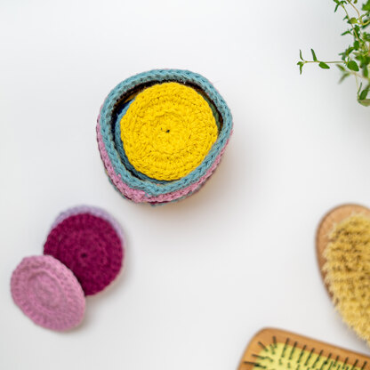 Round Pot & Scrubbie Set - Free Crochet Pattern in Paintbox Yarns Recycled Cotton Worsted - Free Downloadable PDF