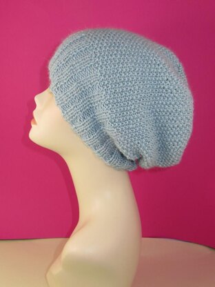 2 x 2 Rib Cuff Moss (Seed) Stitch Slouch Hat