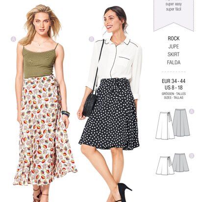 Burda Style Misses' Wrap Skirt B6340 - Paper Pattern, Size 8-18