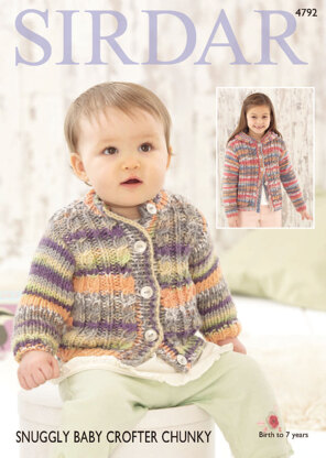 Round Neck Cardigan and Hooded Cardigan in Sirdar Snuggly Baby Crofter Chunky - 4792 - Downloadable PDF