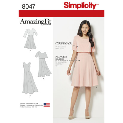 Simplicity Amazing Fit Women's Dress in Slim, Average & Curvy Fit 8047 - Sewing Pattern